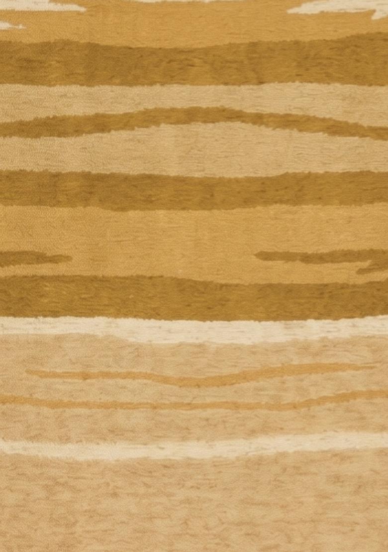 Saffron Rugs Hand Tufted Golden Beige Striped Contemporary Rectangular Wool Area Rug - Indya