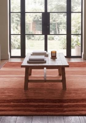 Saffron Rugs Hand Tufted Terracotta Striped Contemporary Rectangular Wool Area Rug