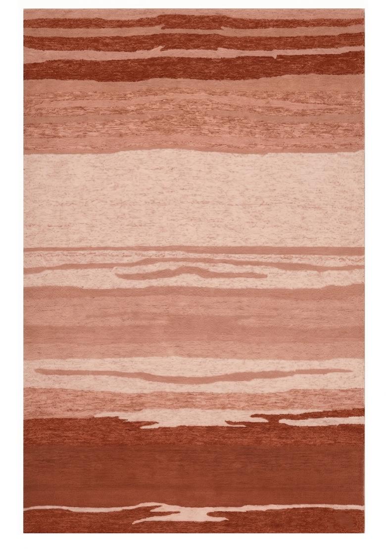 Saffron Rugs Hand Tufted Terracotta Striped Contemporary Rectangular Wool Area Rug - Indya