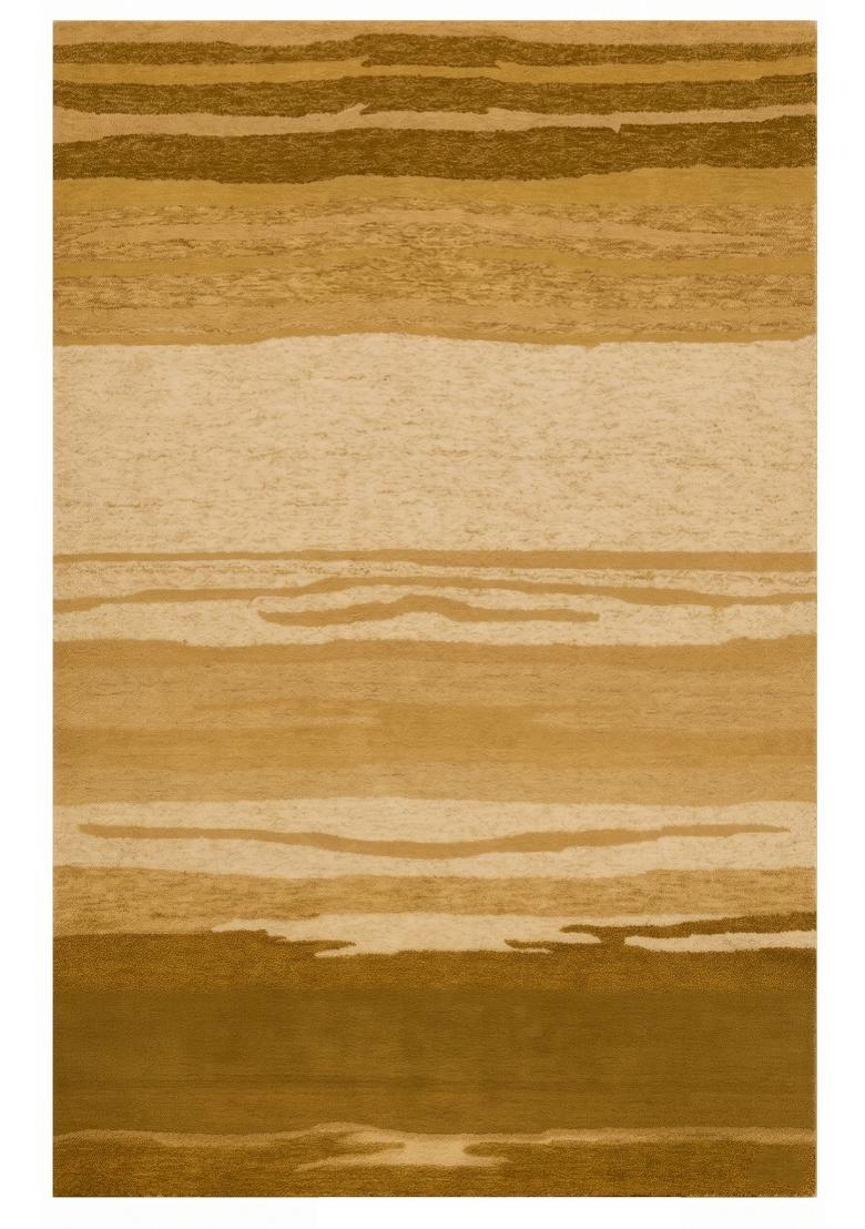 Saffron Rugs Hand Tufted Golden Yellow Striped Contemporary Rectangular Wool Area Rug - Indya