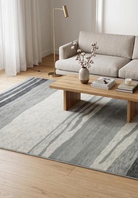 Saffron Rugs Hand Tufted Grey Green Striped Contemporary Rectangular Wool Area Rug