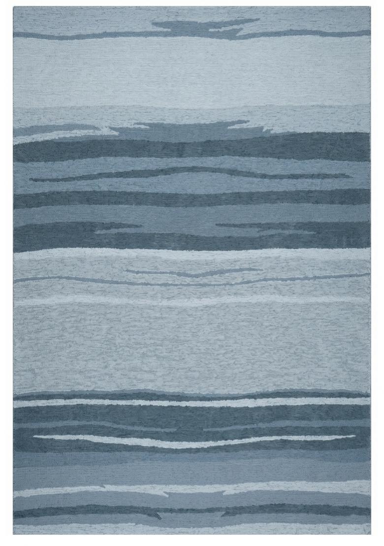 Saffron Rugs Hand Tufted Steel Blue Striped Contemporary Rectangular Wool Area Rug - Indya