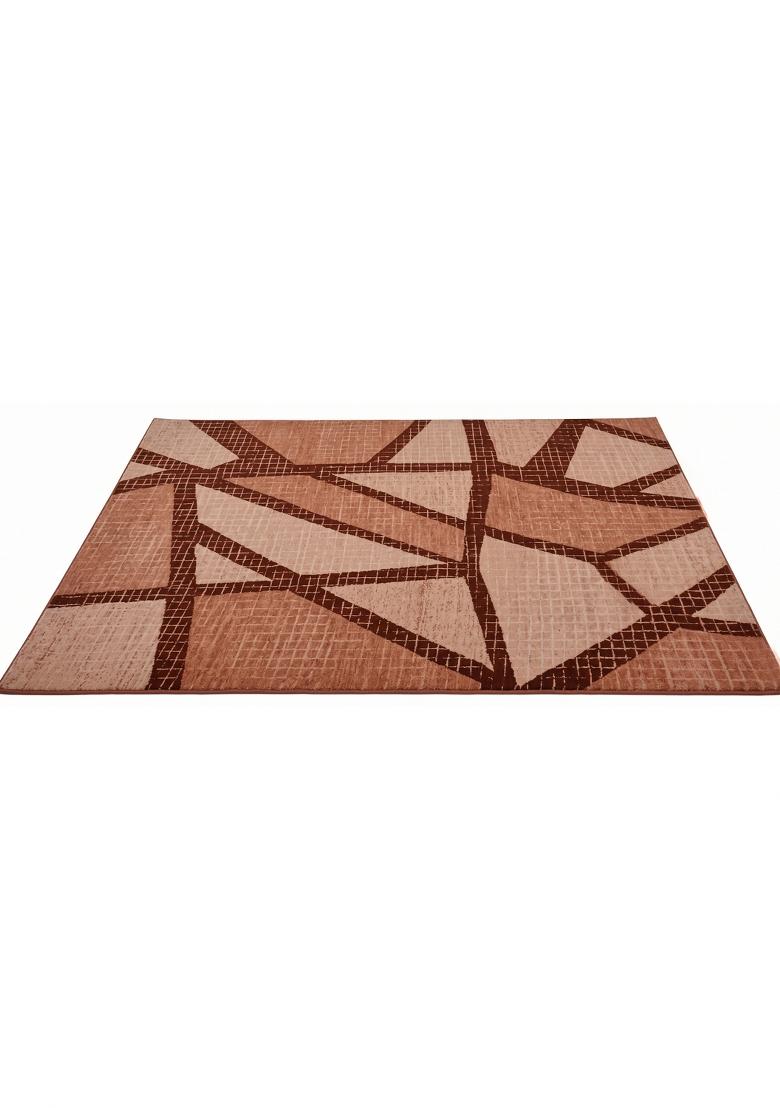 Saffron Rugs Hand Tufted Terracotta Pink Geometric Contemporary Rectangular Wool Area Rug - Indya