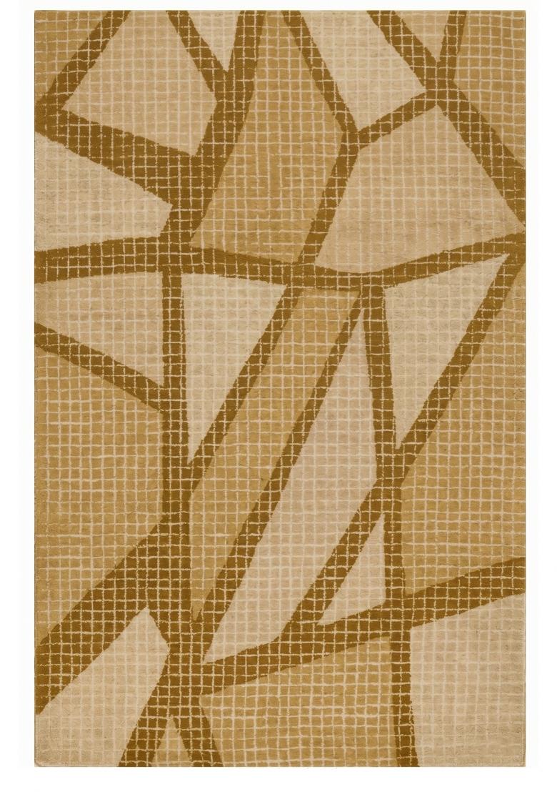 Saffron Rugs Hand Tufted Golden Beige Geometric Contemporary Rectangular Wool Area Rug - Indya