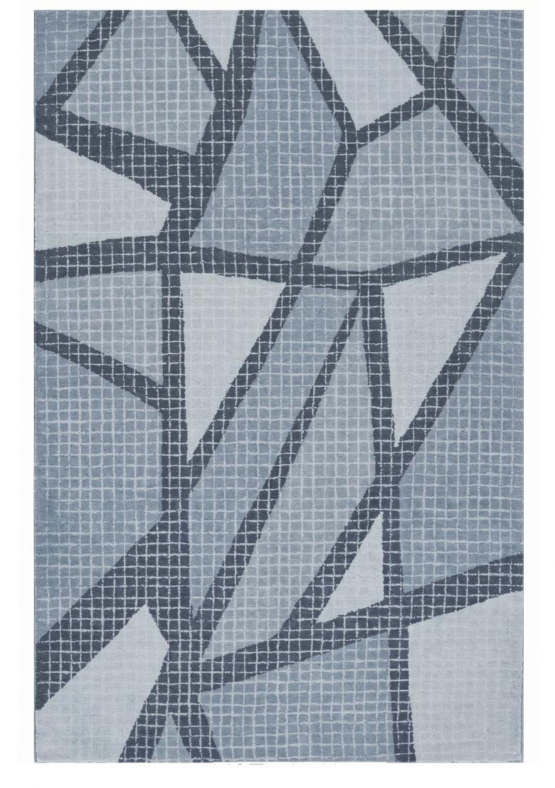 Saffron Rugs Hand Tufted Steel Blue Geometric Contemporary Rectangular Wool Area Rug - Indya