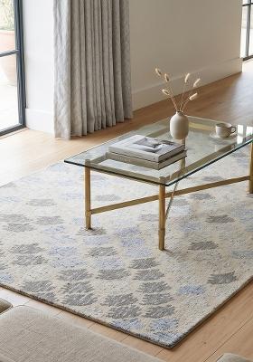 Saffron Rugs Hand Tufted Beige Geometric Transitional Rectangular Wool Area Rug