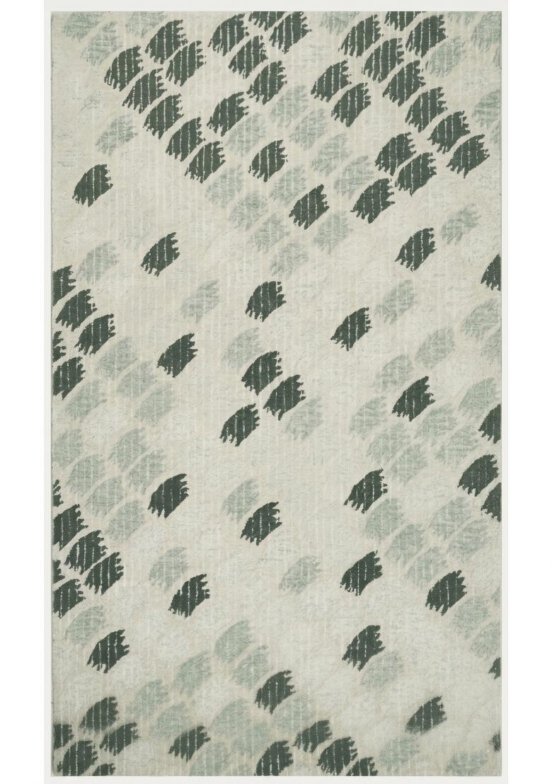 Saffron Rugs Hand Tufted Ivory Dark Green Geometric Transitional Rectangular Wool Area Rug - Indya