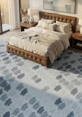 Saffron Rugs Hand Tufted Light Blue Grey Geometric Transitional Rectangular Wool Area Rug