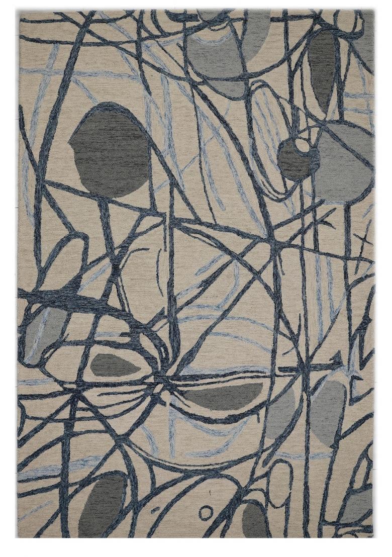 Saffron Rugs Hand Tufted Cream Beige Swirls Contemporary Rectangular Wool Area Rug - Indya