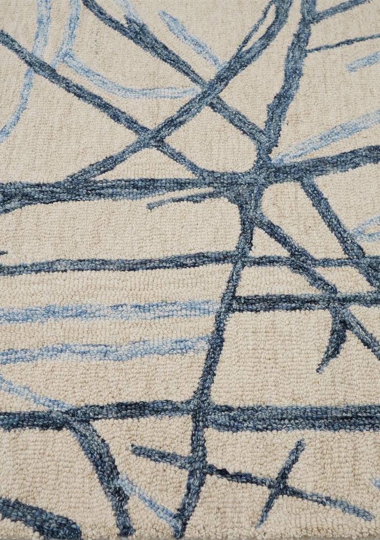Saffron Rugs Hand Tufted Cream Beige Swirls Contemporary Rectangular Wool Area Rug - Indya