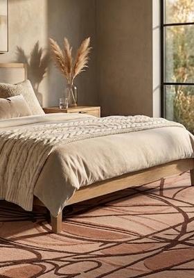 Saffron Rugs Hand Tufted Blush Pink Swirls Contemporary Rectangular Wool Area Rug