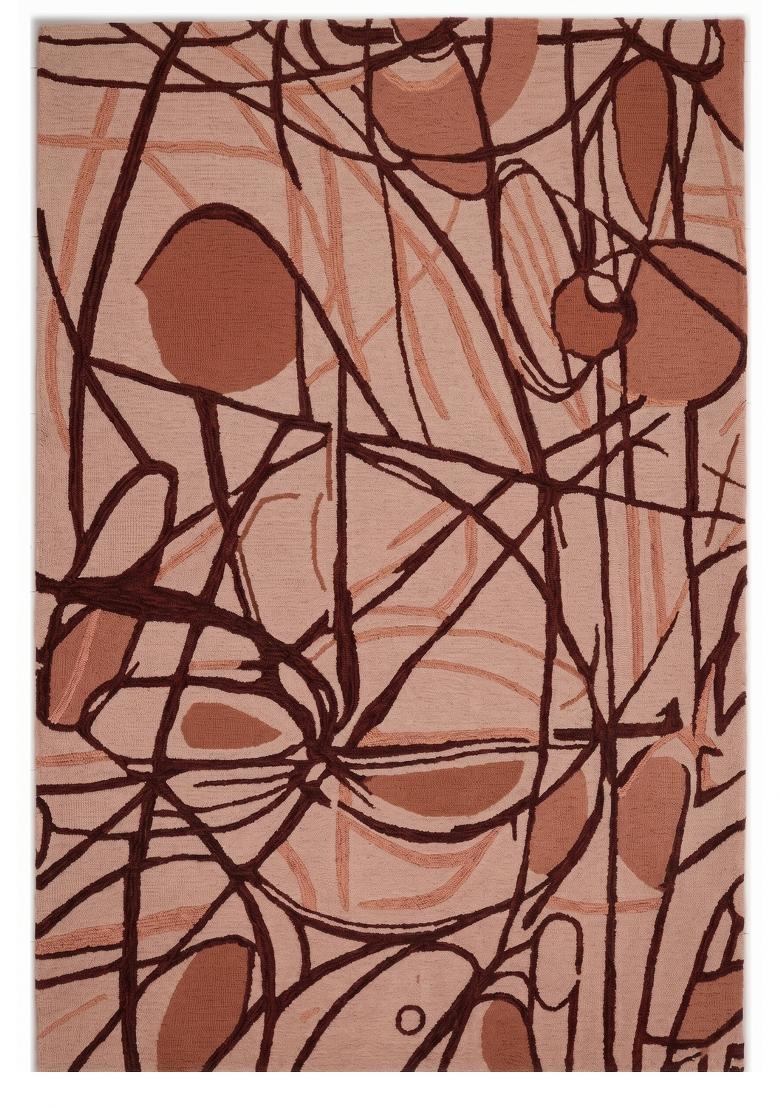 Saffron Rugs Hand Tufted Blush Pink Swirls Contemporary Rectangular Wool Area Rug - Indya