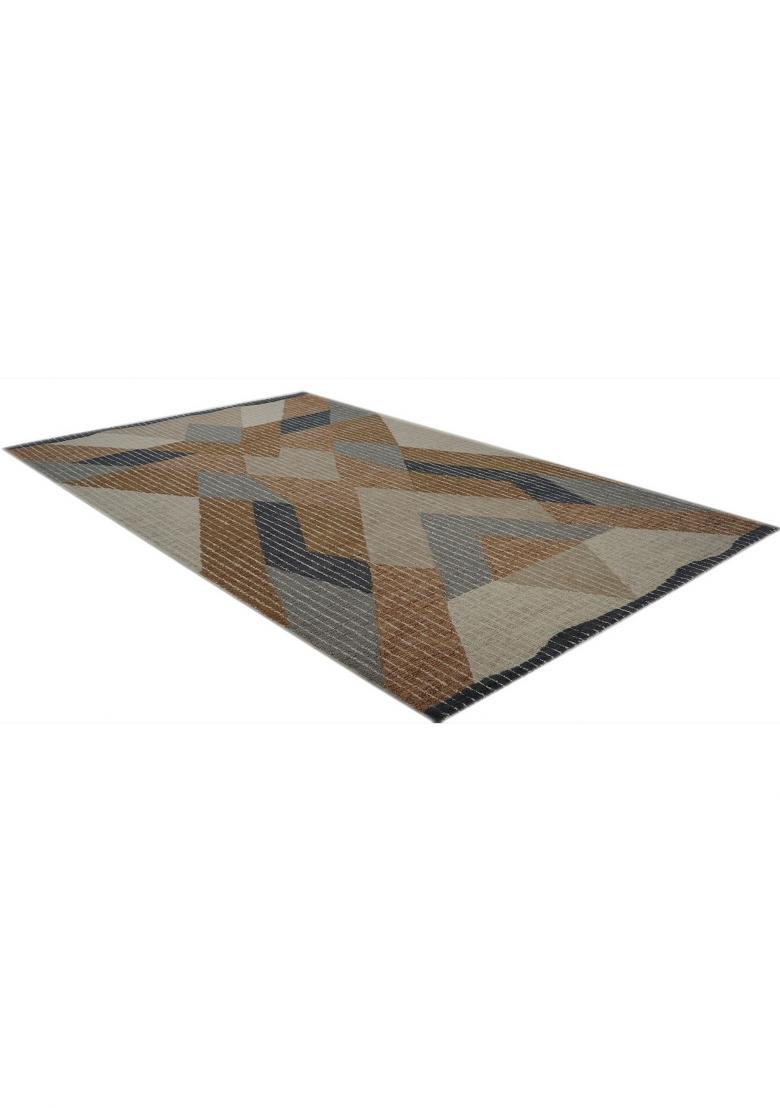 Saffron Rugs Hand Tufted Brown Grey Beige Geometric Contemporary Rectangular Wool Area Rug - Indya