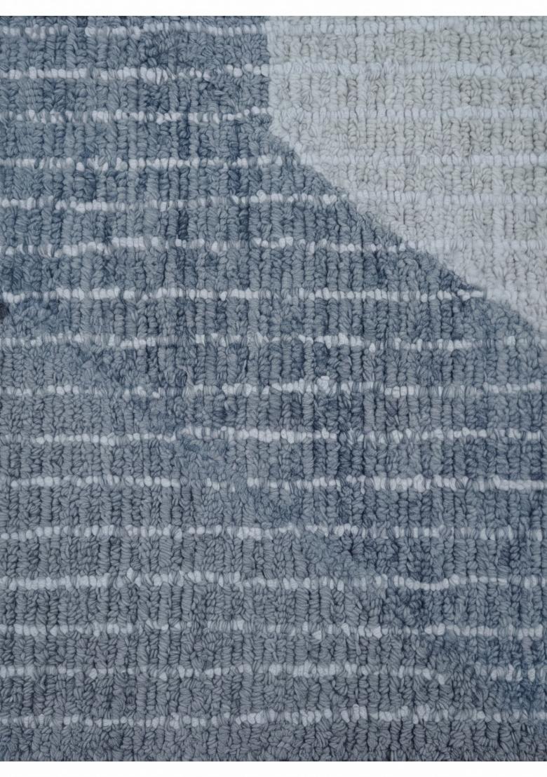 Saffron Rugs Hand Tufted Steel Blue Grey Geometric Contemporary Rectangular Wool Area Rug - Indya