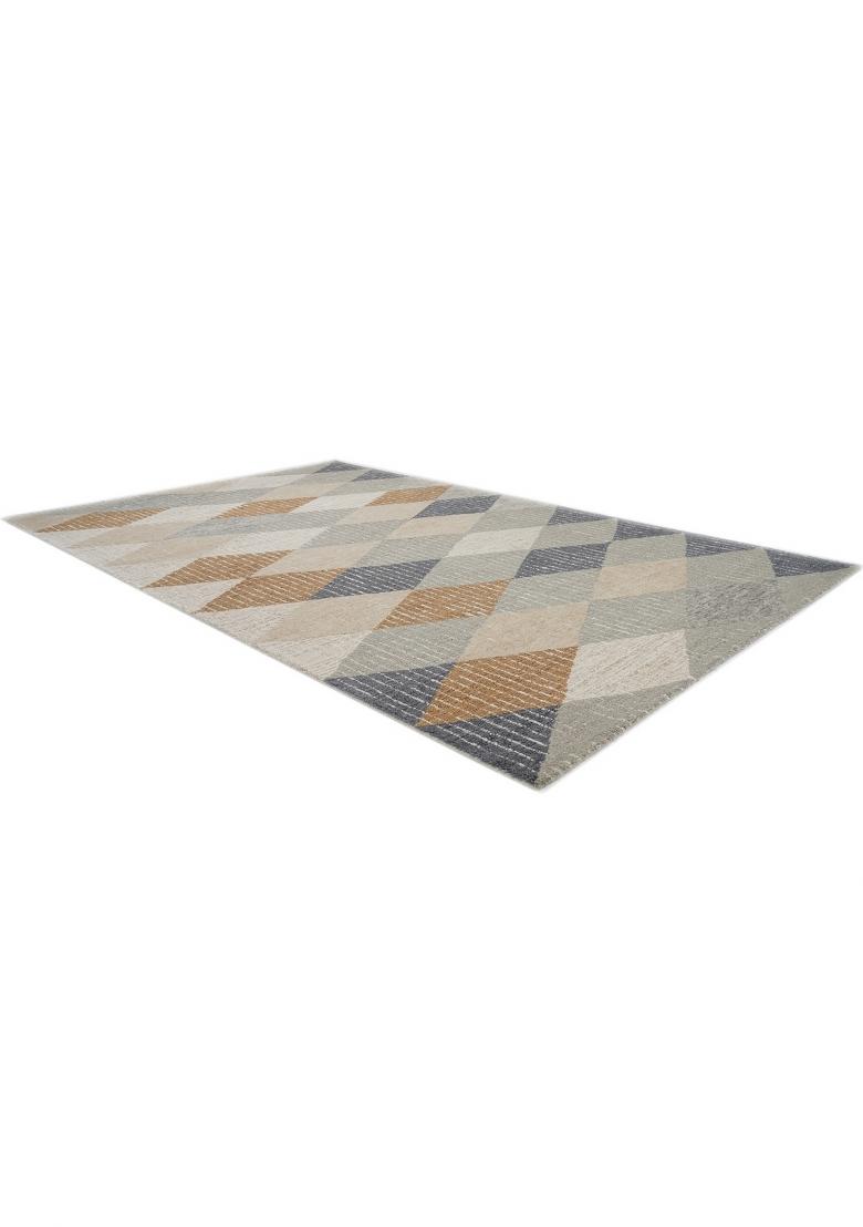 Saffron Rugs Hand Tufted Grey Beige Amber Geometric Contemporary Rectangular Wool Area Rug - Indya
