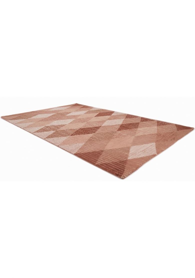 Saffron Rugs Hand Tufted Terracotta Pink Geometric Contemporary Rectangular Wool Area Rug - Indya