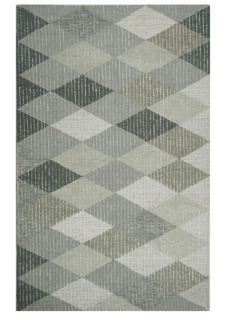 Saffron Rugs Hand Tufted Sage Green Geometric Contemporary Rectangular Wool Area Rug - Indya
