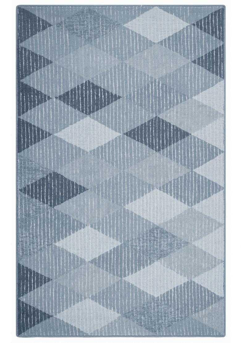 Saffron Rugs Hand Tufted Steel Blue Grey Geometric Contemporary Rectangular Wool Area Rug - Indya