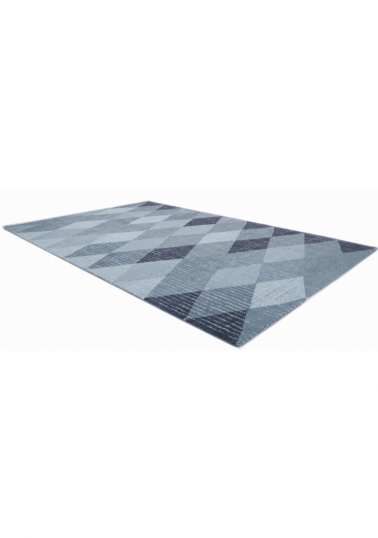 Saffron Rugs Hand Tufted Steel Blue Grey Geometric Contemporary Rectangular Wool Area Rug - Indya