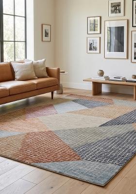 Saffron Rugs Hand Tufted Multicolor Geometric Contemporary Rectangular Wool Area Rug