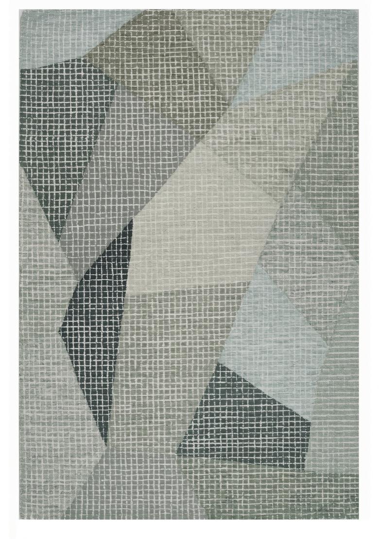 Saffron Rugs Hand Tufted Sage Green Geometric Contemporary Rectangular Wool Area Rug - Indya