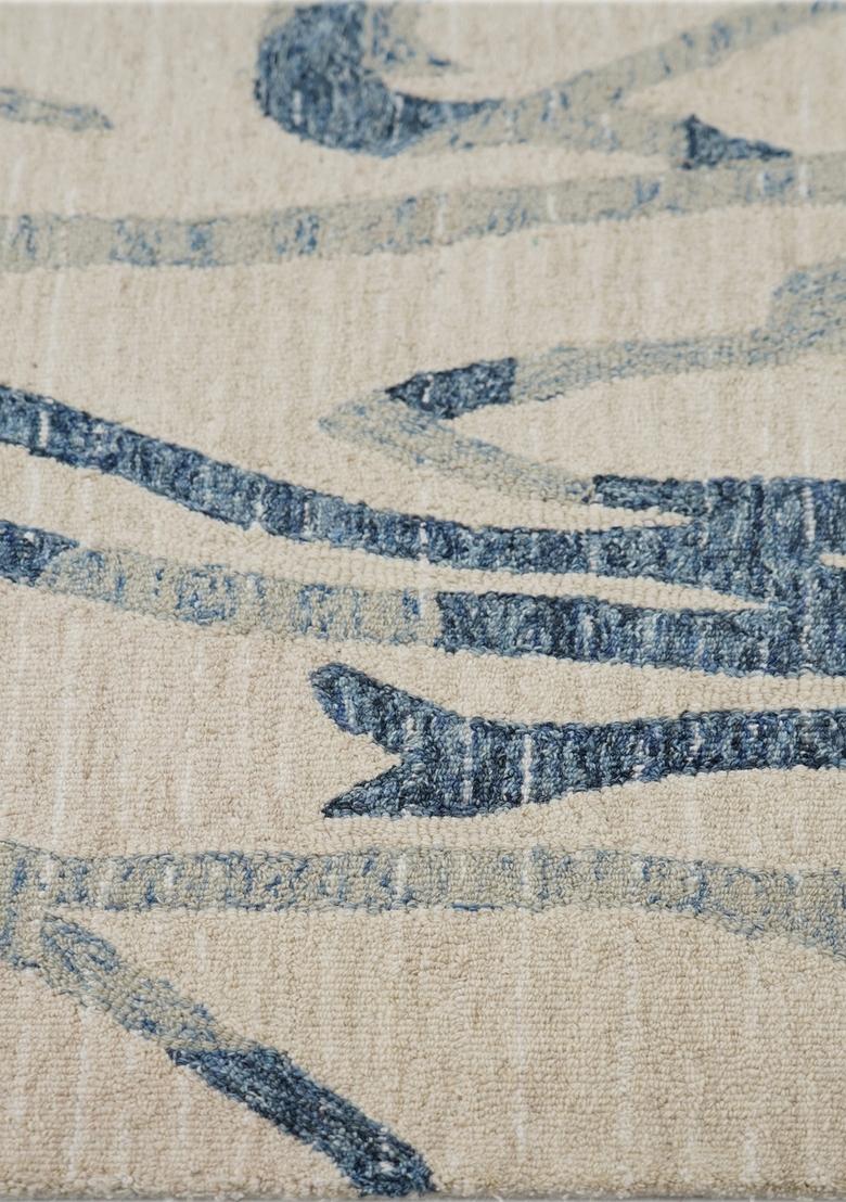 Saffron Rugs Hand Tufted Ivory Beige Swirls Contemporary Rectangular Wool Area Rug - Indya