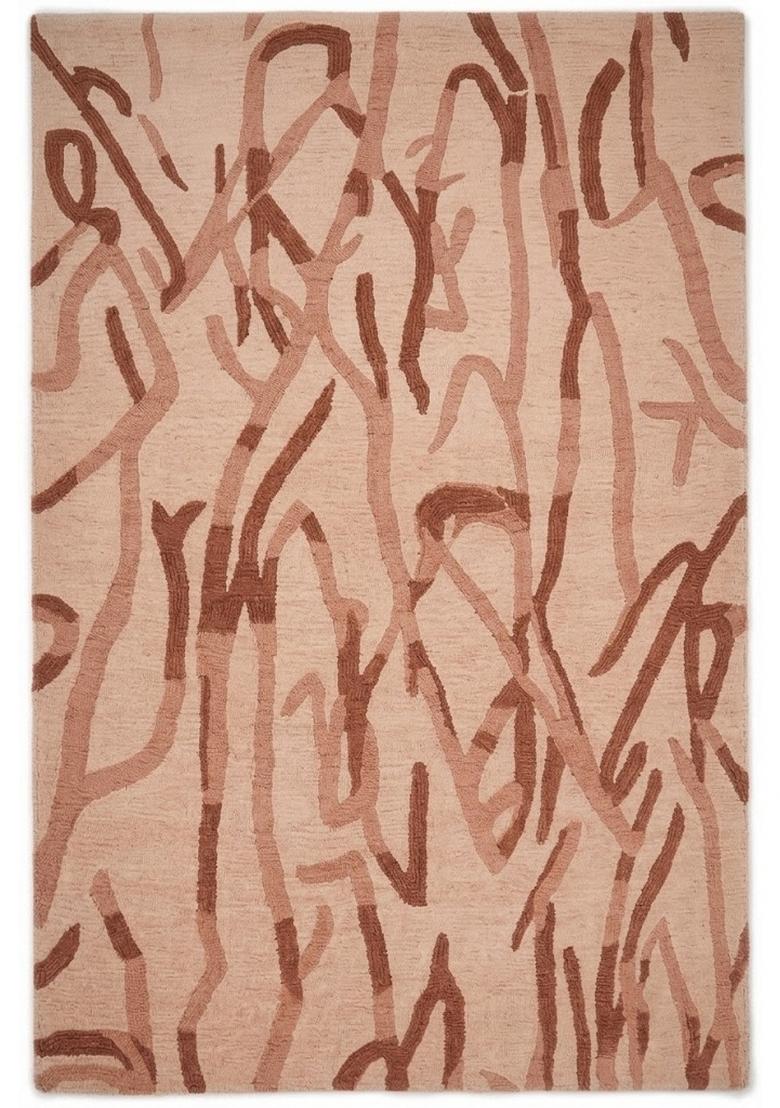 Saffron Rugs Hand Tufted Blush Terracotta Swirls Contemporary Rectangular Wool Area Rug - Indya