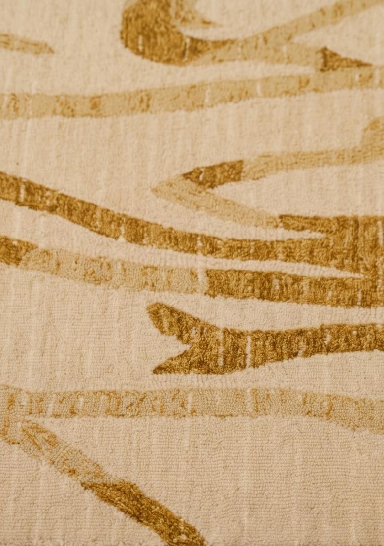 Saffron Rugs Hand Tufted Beige Gold Swirls Contemporary Rectangular Wool Area Rug - Indya