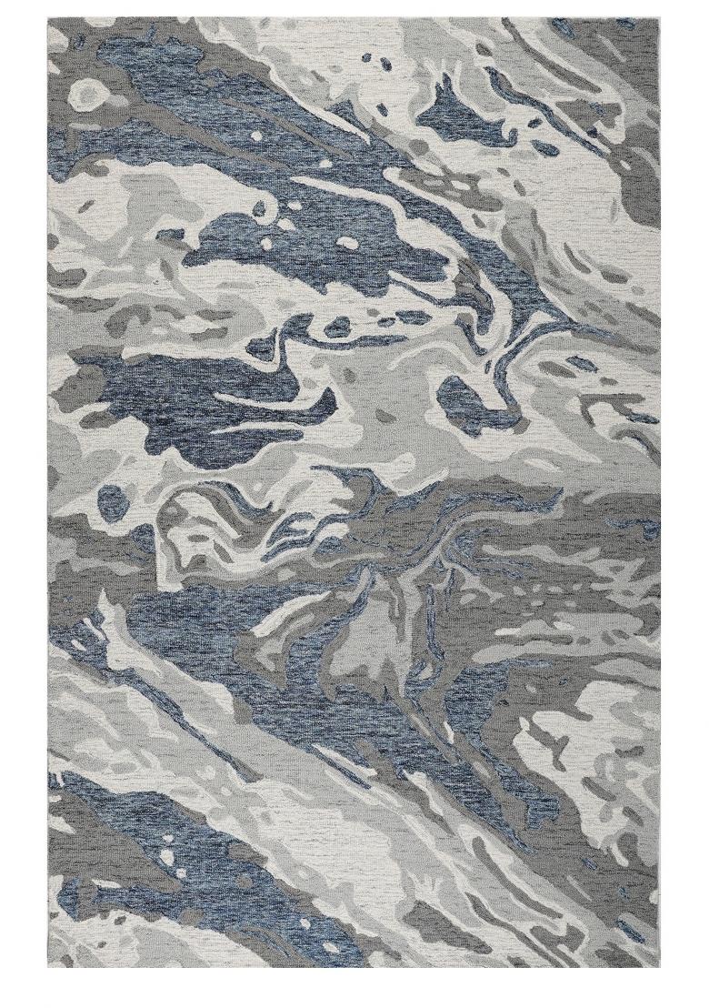 Saffron Rugs Hand Tufted Blue Grey Marble Contemporary Rectangular Wool Area Rug - Indya