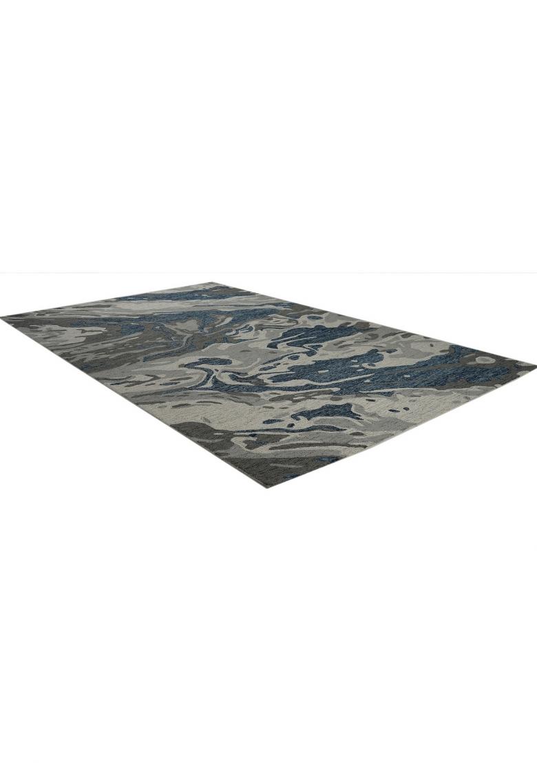 Saffron Rugs Hand Tufted Blue Grey Marble Contemporary Rectangular Wool Area Rug - Indya