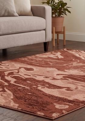 Saffron Rugs Hand Tufted Terracotta Brown Marble Contemporary Rectangular Wool Area Rug
