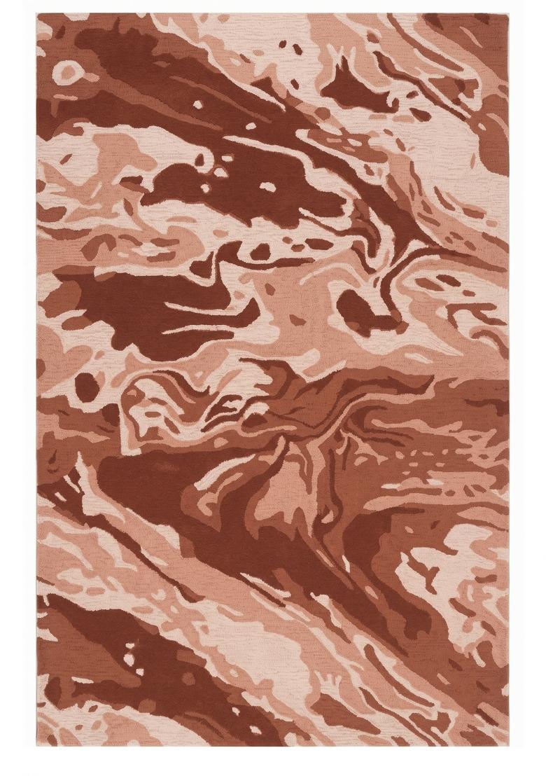 Saffron Rugs Hand Tufted Terracotta Brown Marble Contemporary Rectangular Wool Area Rug - Indya
