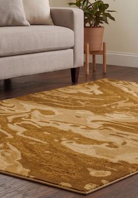 Saffron Rugs Hand Tufted Golden Brown Marble Contemporary Rectangular Wool Area Rug