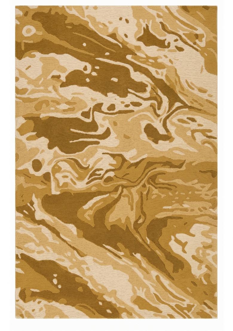 Saffron Rugs Hand Tufted Golden Brown Marble Contemporary Rectangular Wool Area Rug - Indya