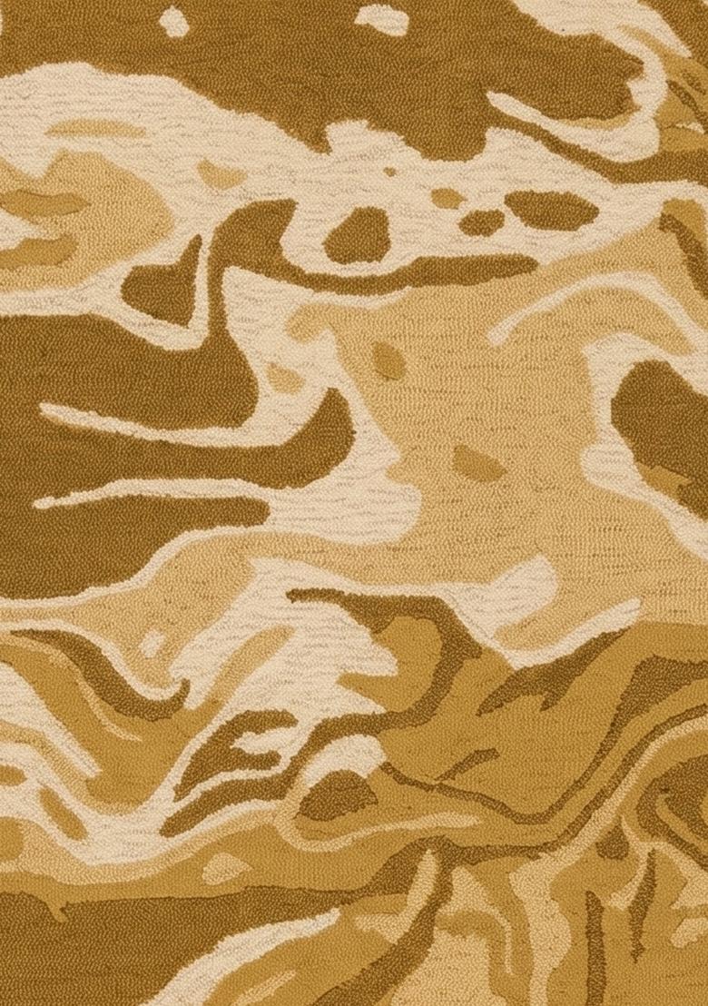 Saffron Rugs Hand Tufted Golden Brown Marble Contemporary Rectangular Wool Area Rug - Indya