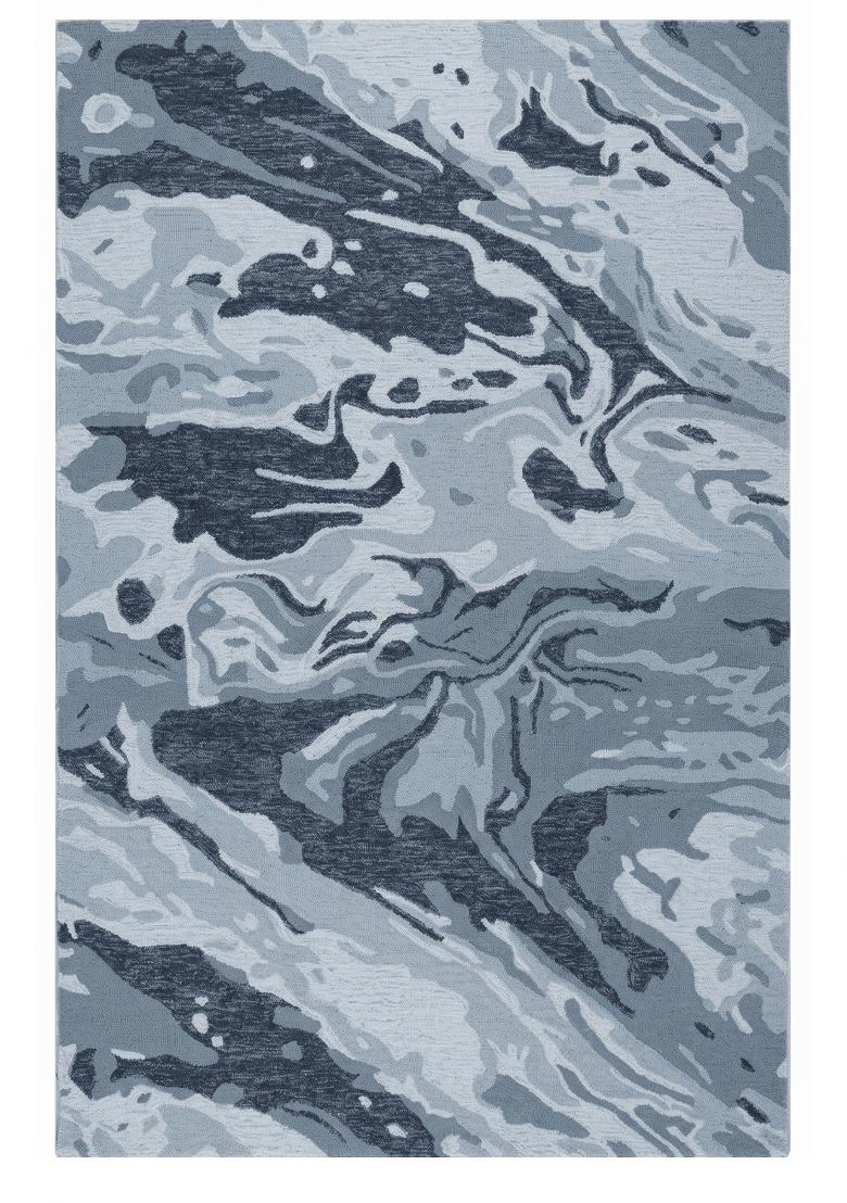 Saffron Rugs Hand Tufted Steel Blue Grey Marble Contemporary Rectangular Wool Area Rug - Indya