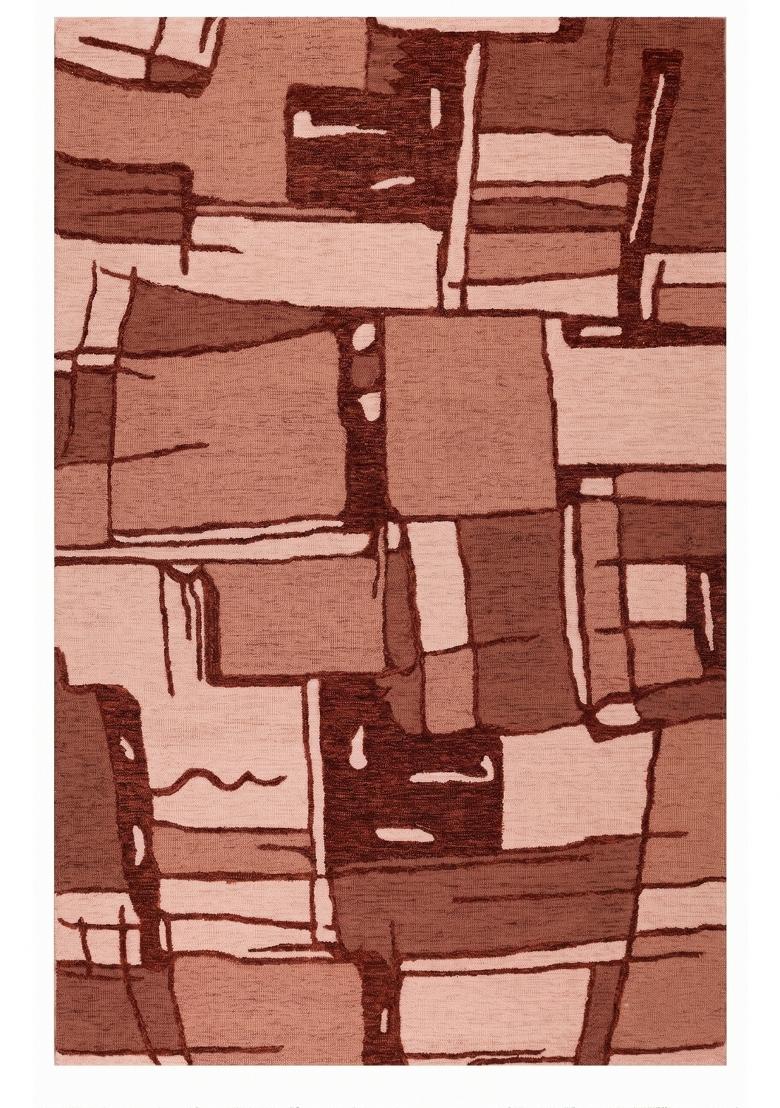Saffron Rugs Hand Tufted Terracotta Brown Geometric Contemporary Rectangular Wool Area Rug - Indya