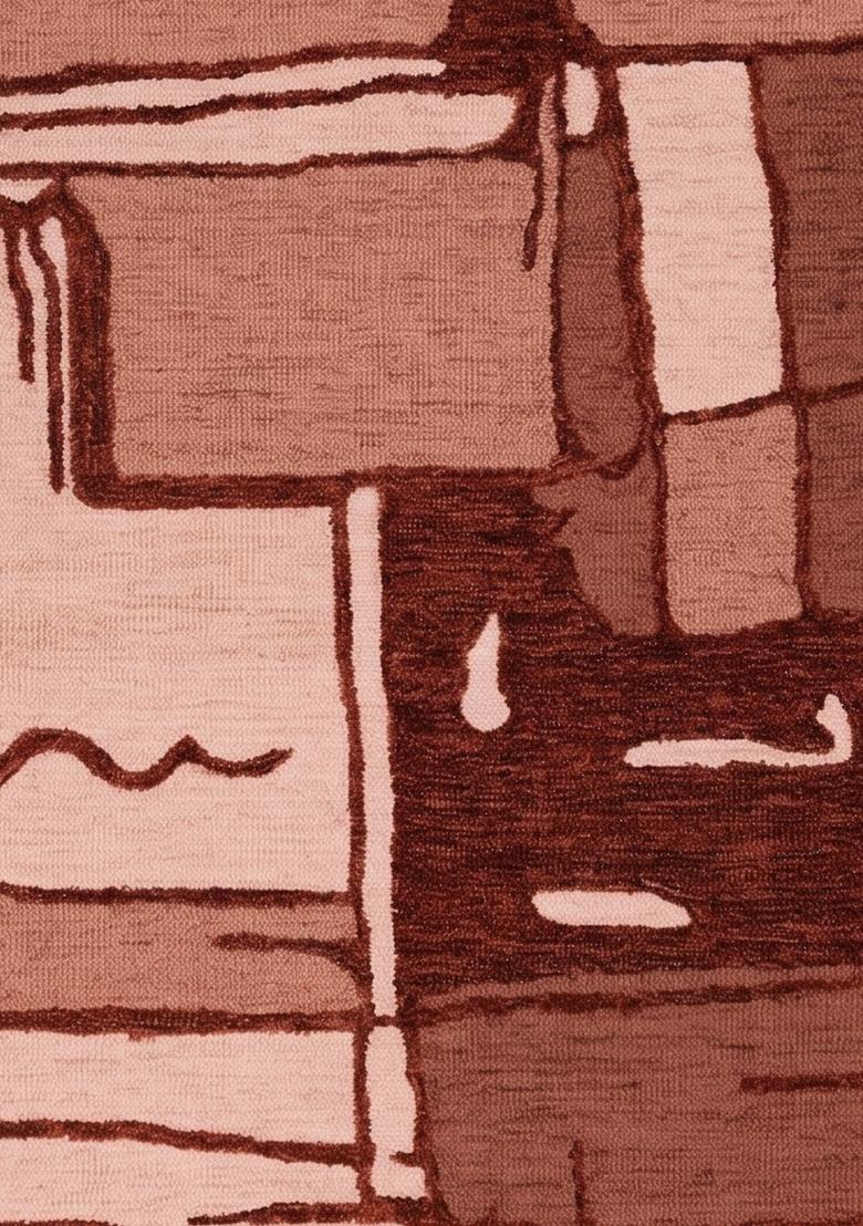 Saffron Rugs Hand Tufted Terracotta Brown Geometric Contemporary Rectangular Wool Area Rug - Indya