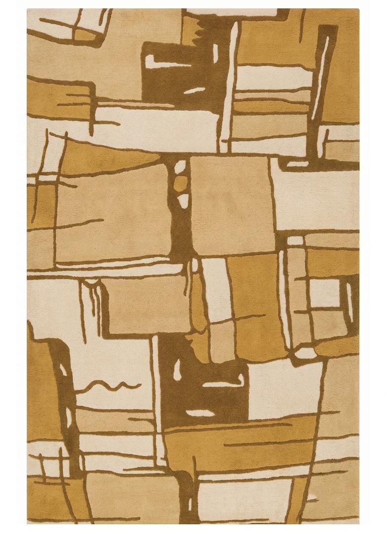 Saffron Rugs Hand Tufted Golden Brown Geometric Contemporary Rectangular Wool Area Rug - Indya