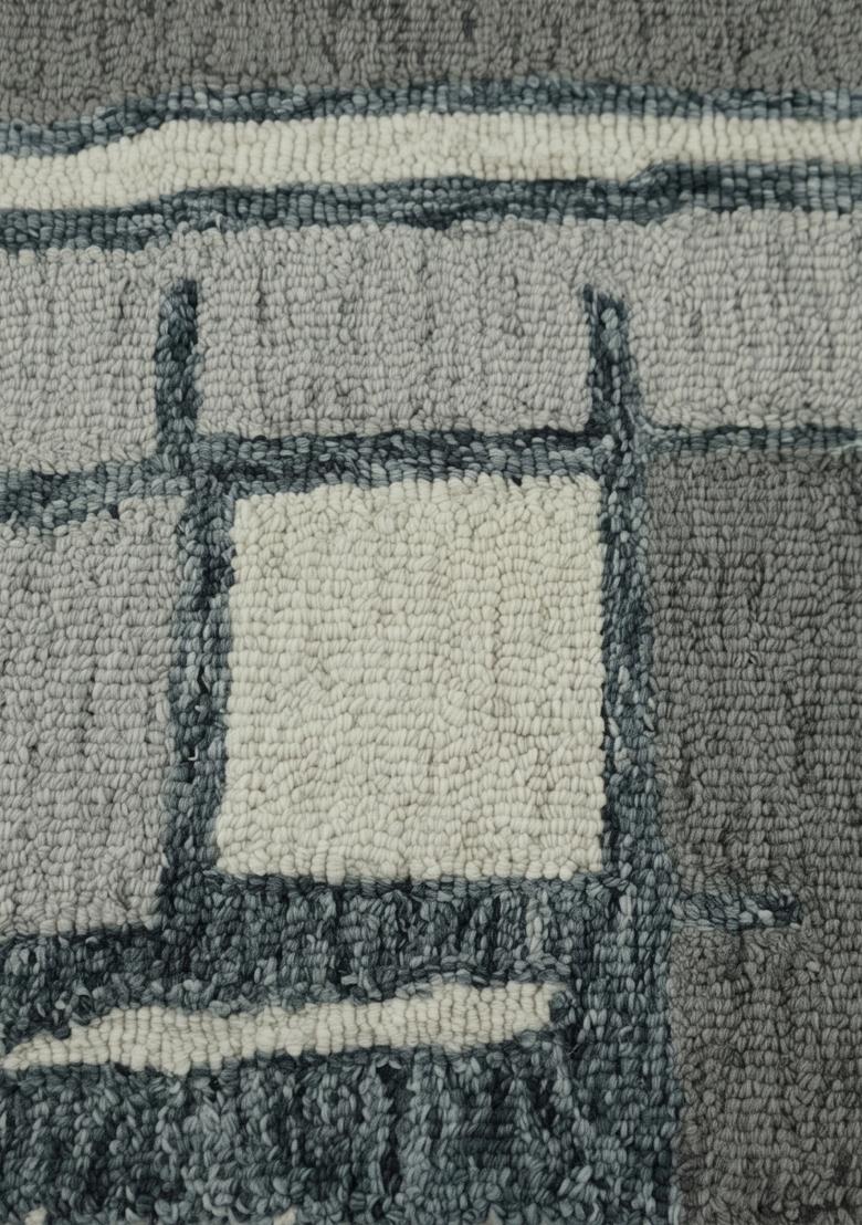 Saffron Rugs Hand Tufted Grey Green Geometric Contemporary Rectangular Wool Area Rug - Indya