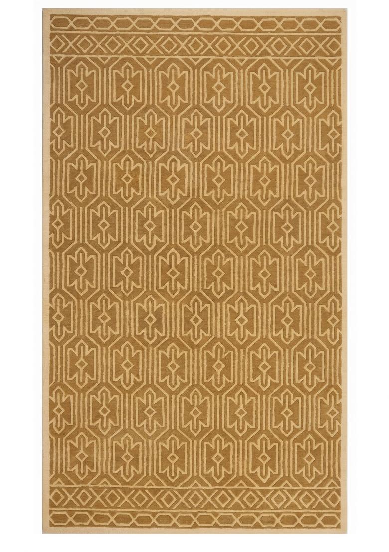 Saffron Rugs Hand Tufted Golden Yellow Geometric Moroccan Rectangular Wool Area Rug - Indya