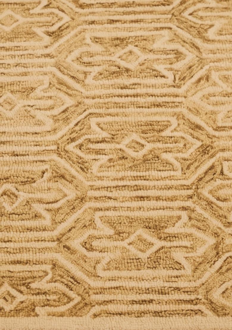 Saffron Rugs Hand Tufted Golden Yellow Geometric Moroccan Rectangular Wool Area Rug - Indya
