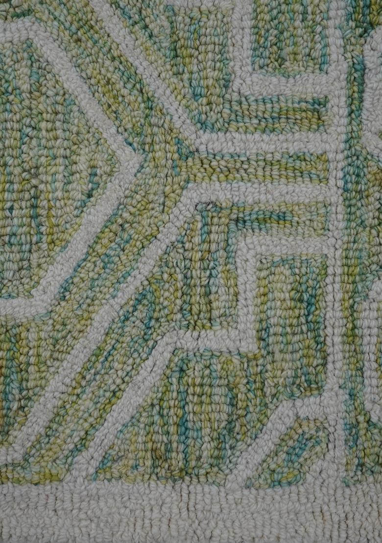 Saffron Rugs Hand Tufted Sage Green Geometric Transitional Rectangular Wool Area Rug - Indya