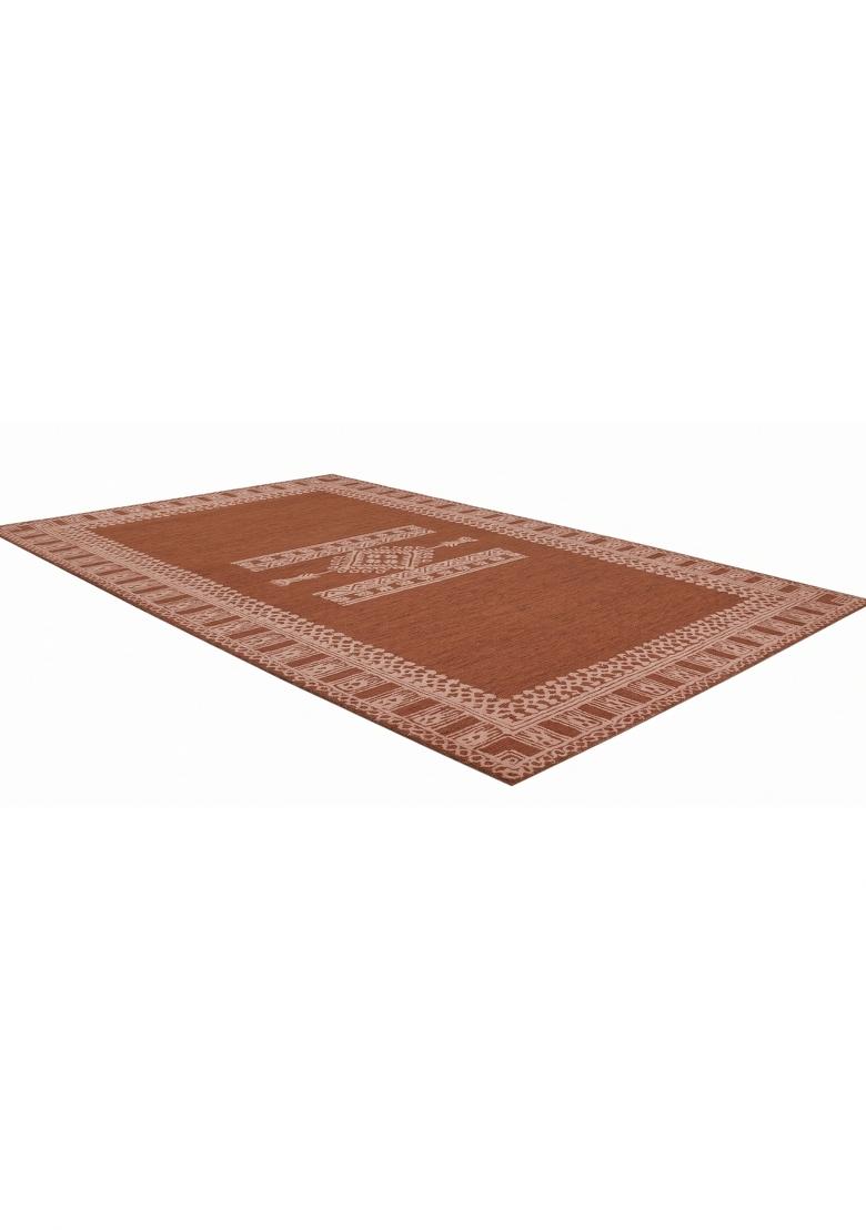 Saffron Rugs Hand Tufted Terracotta Brown Geometric Bohemian Rectangular Wool Area Rug - Indya