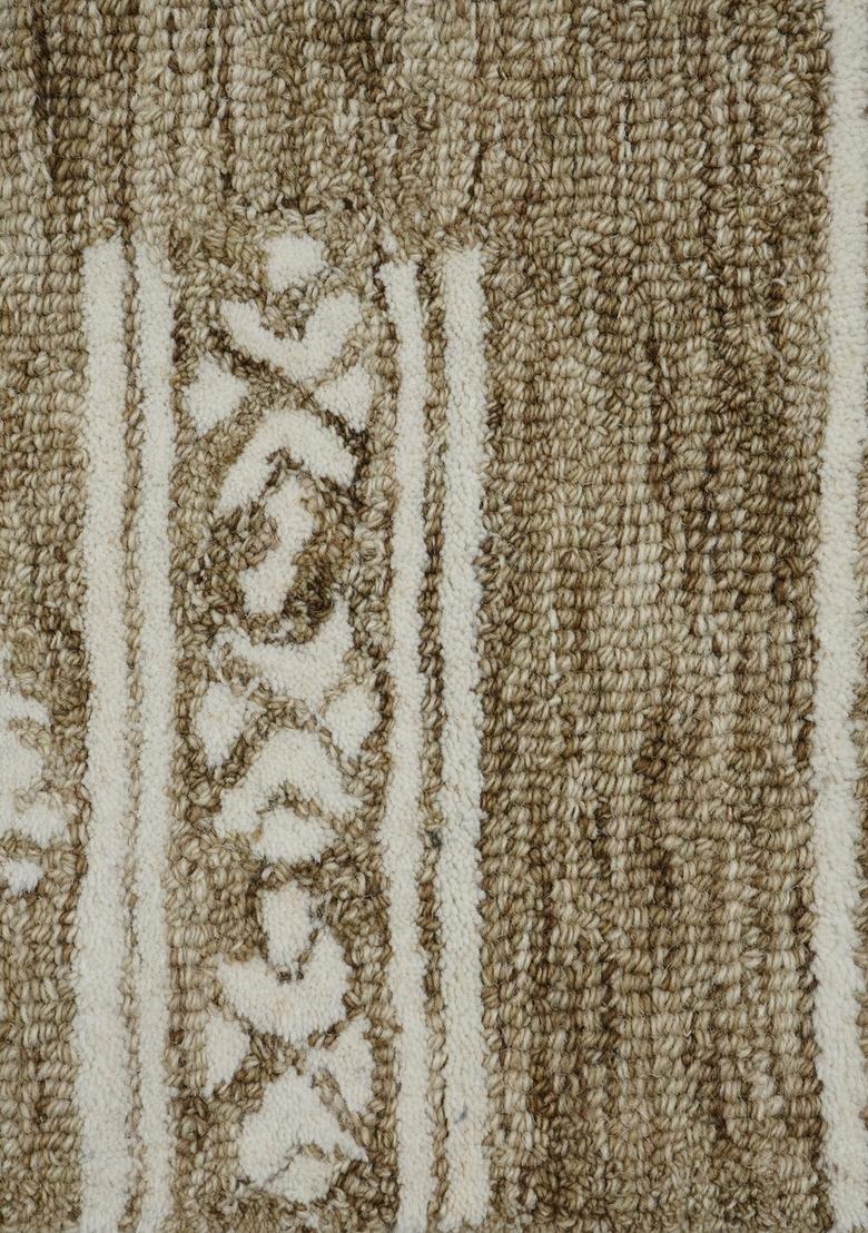 Saffron Rugs Hand Tufted Warm Taupe Brown Geometric Bohemian Rectangular Wool Area Rug - Indya
