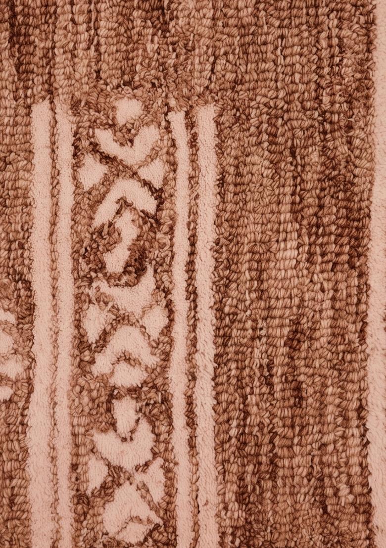 Saffron Rugs Hand Tufted Terracotta Brown Geometric Bohemian Rectangular Wool Area Rug - Indya