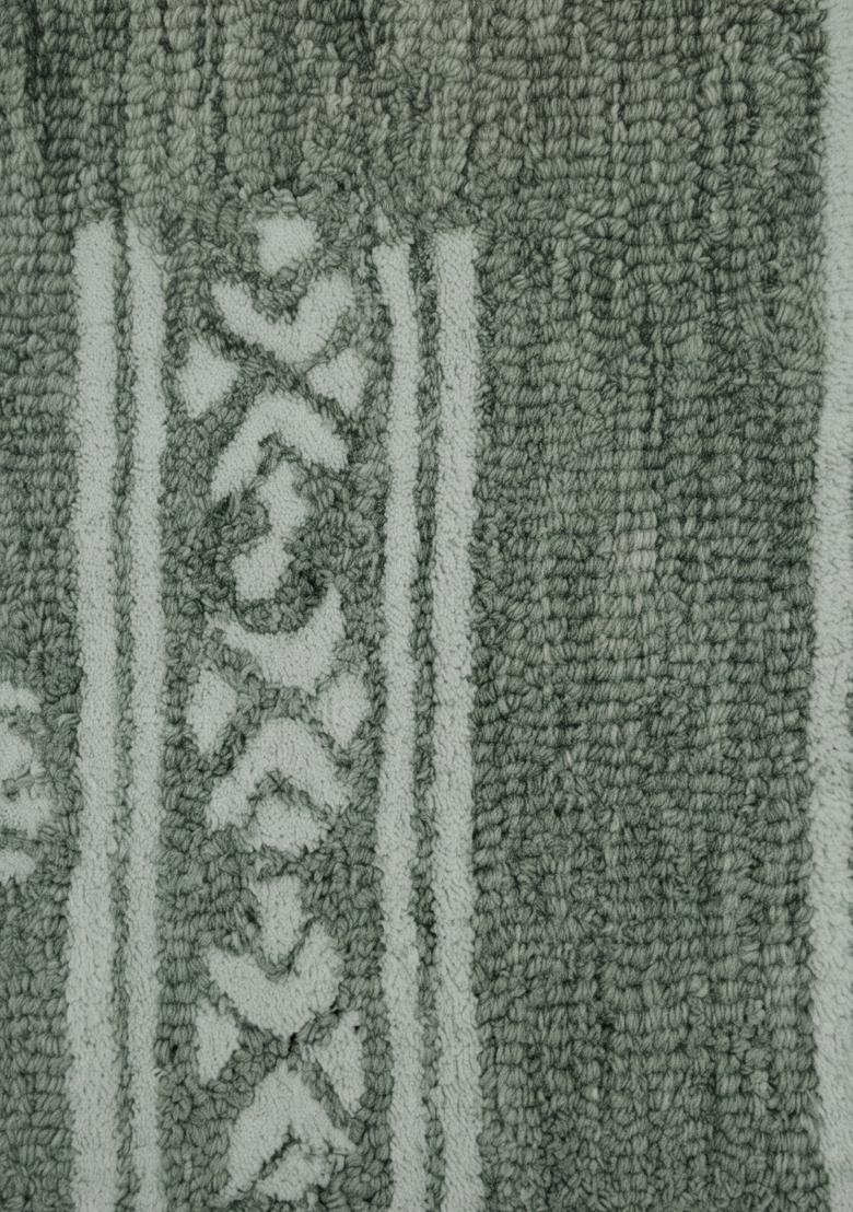 Saffron Rugs Hand Tufted Sage Green Geometric Bohemian Rectangular Wool Area Rug - Indya