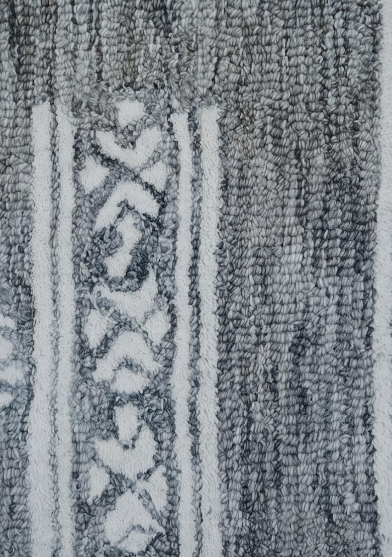 Saffron Rugs Hand Tufted Steel Blue Geometric Bohemian Rectangular Wool Area Rug - Indya