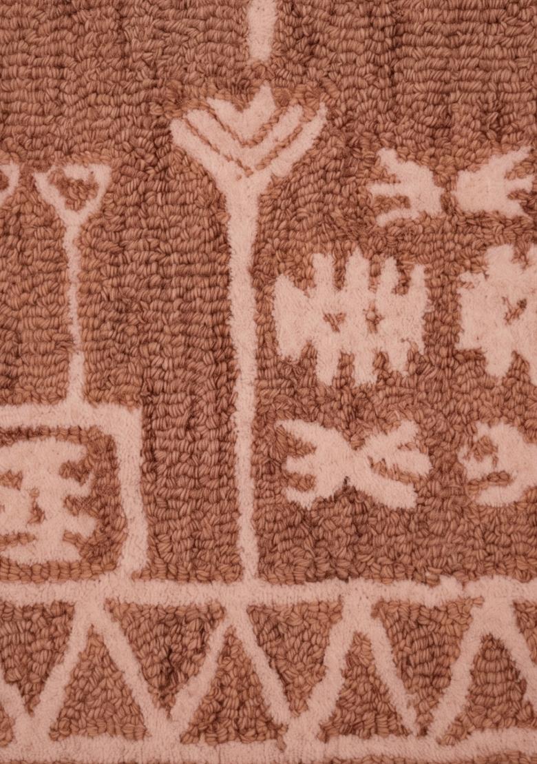 Saffron Rugs Hand Tufted Terracotta Brown Geometric Bohemian Rectangular Wool Area Rug - Indya