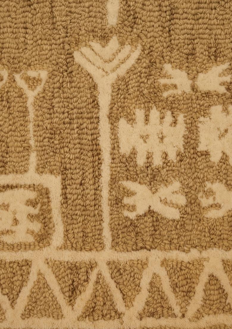 Saffron Rugs Hand Tufted Golden Olive Geometric Bohemian Rectangular Wool Area Rug - Indya
